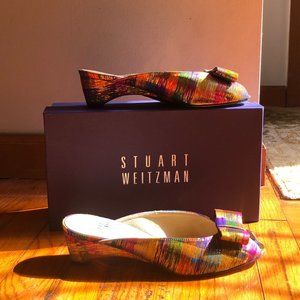 STUART WEITZMAN Candy Tinsel Silk Bow Mule